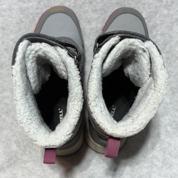 Merrell Snow Crush Boots Girls US 4M Gray Pink Leather Waterproof Mid-Calf - Picture 6 of 11